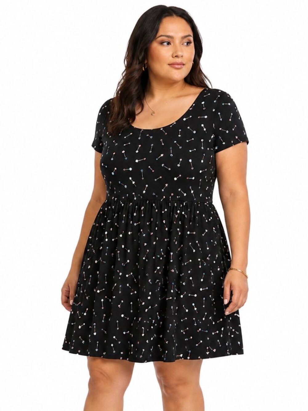 Torrid Short Sleeve Black Arrow Print Fit & Flare Skater Dress Plus Size 1
